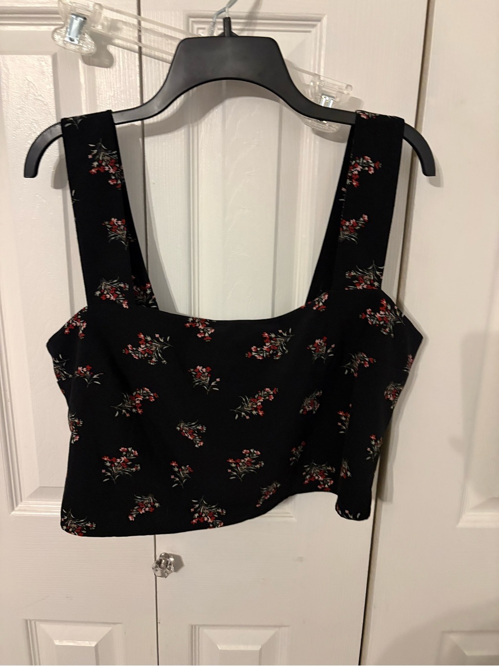 Abercrombie & Fitch Black Floral Square-Neck Crop Top